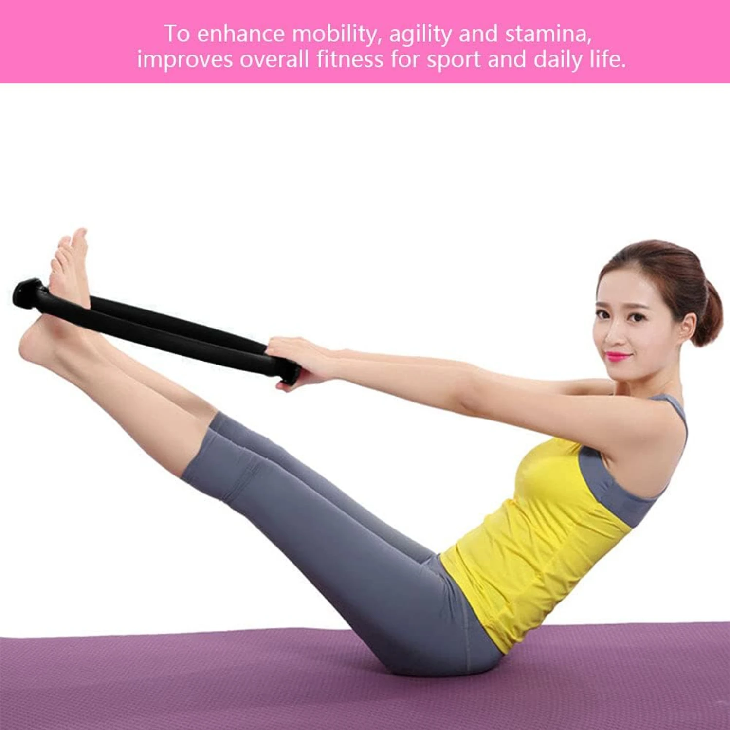 Enhanced Durable Circle Shaped Pilates Ring with Stretch Bands for Women-Achieve Ultimate Results with Reformer Equipment-To