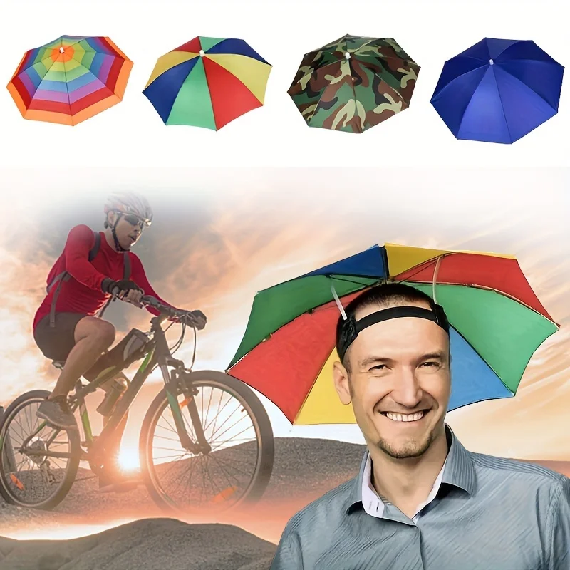 Hands-Free Multicolor Umbrella Hat Sun/Rain Protection for Outdoor Adventures & Daily Commutes