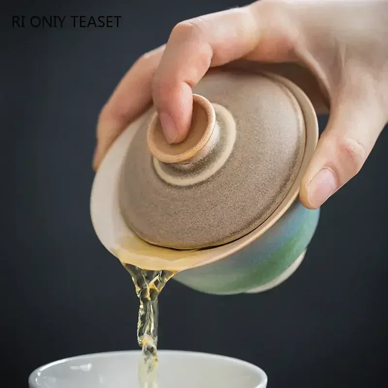 Chinese High-end Ceramic Tea Tureen 130ml Master Teacup Handmade Gaiwan Travel Portable Tea Bowl Household Teaware Accessories