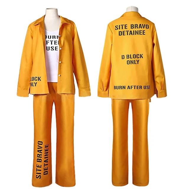 Disfraz de prisionero naranja para mujer adulta, traje de prisión, Top,  pantalones, esposas, uniforme, ropa de Cosplay para fiesta de Halloween -  AliExpress