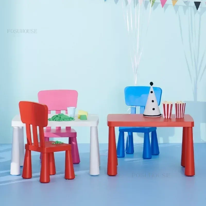 Colorful Plastic Children's Table Early Education Study Desks Building Block Tables Children's Furniture Desk and Stool Set B