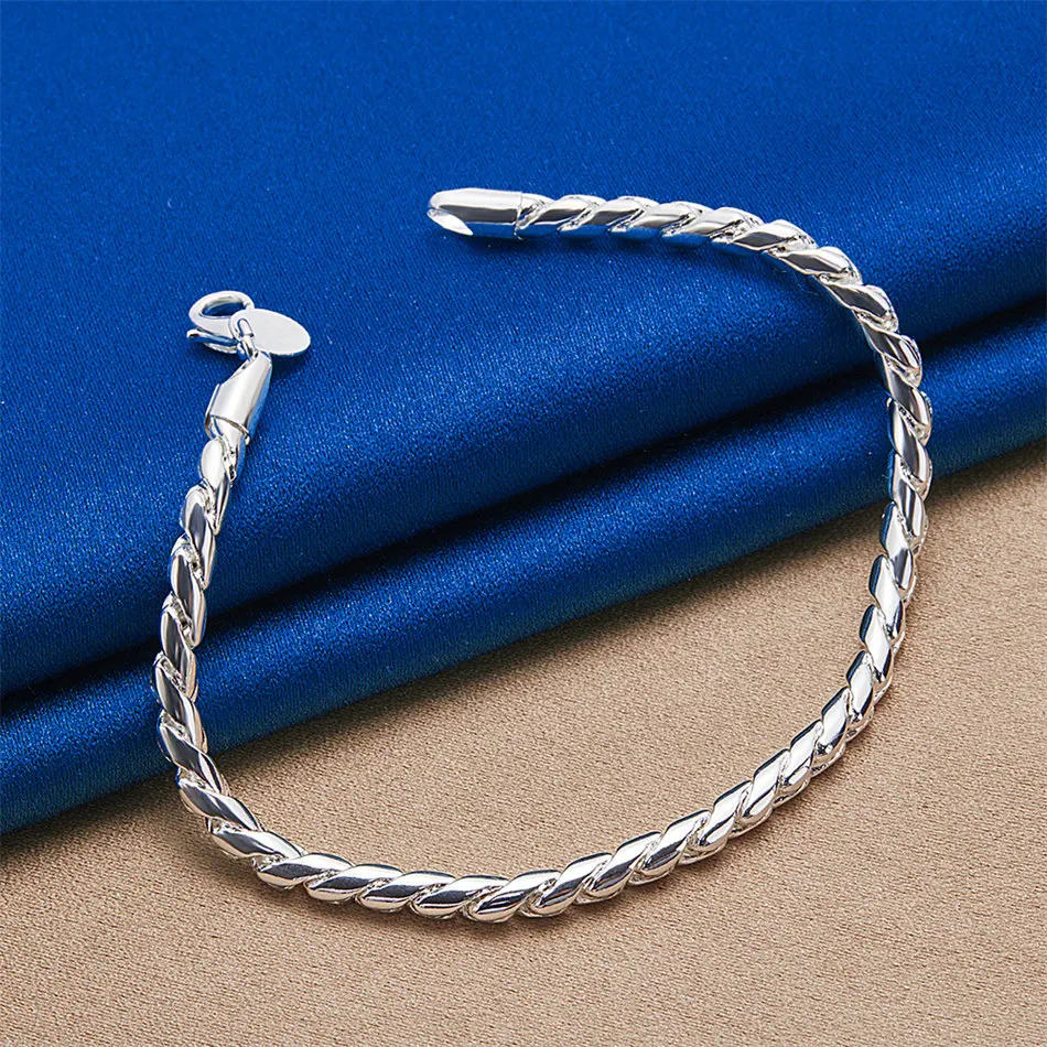 Sterling Silver 8-Inch Rope Chain Bracelet - Fashionable Unisex Party & Wedding Accessory