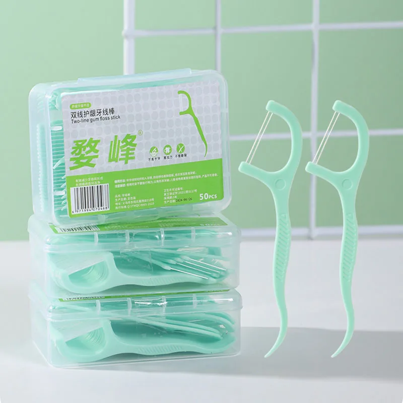 Dental Floss Dental Floss Stick Dental Floss Sticks Double Line Dental Floss Mint Disposable Bow Design Portable Oral Cleaning Toothpick Floss Pick