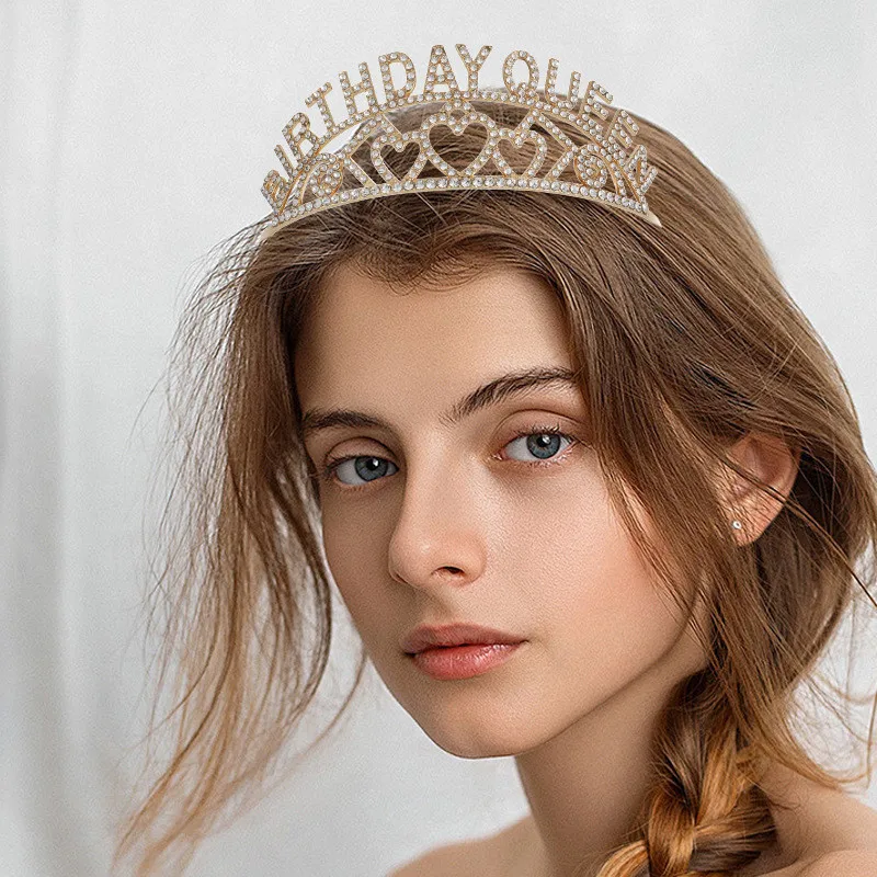Birthday Queen Rhinestone Tiara and Sash- Birthday Tiara and Sash Birthday Party Favors Glitter Birthday Decorations for Women