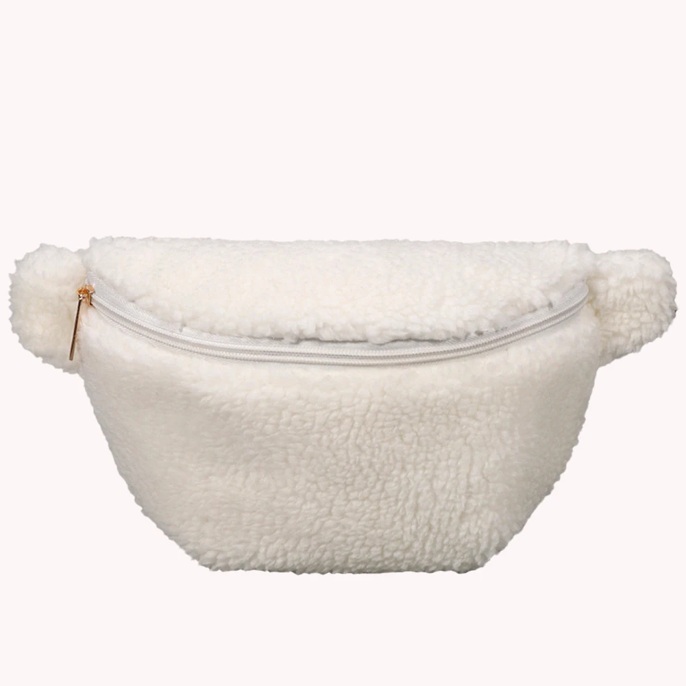 Fuzzy Crossbody Bag Zipper Closure Faux Fur Purse