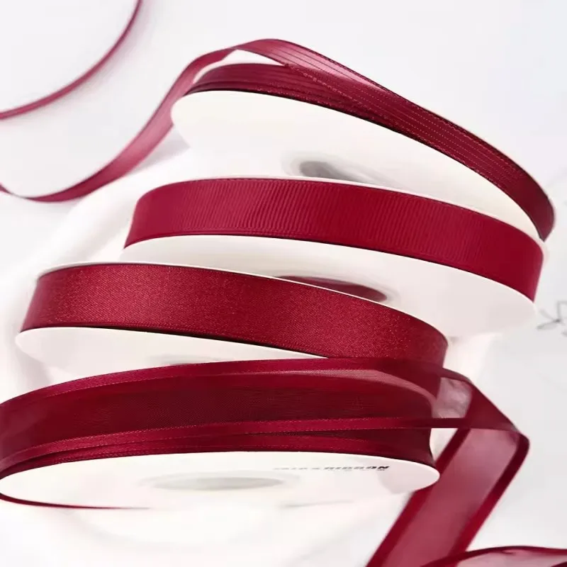 100Yards/Roll Wine Red Ribbons For Crafts Bow Knot Rose Flower DIY Handmade Gift Wrapping Christmas Wedding Decoration Ribbon satin ribbons ribbon decoration ribbon supplies wrapping ribbon satin ribbon sewing ribbon christmas ribbon cotton ribbon polyester ribbon