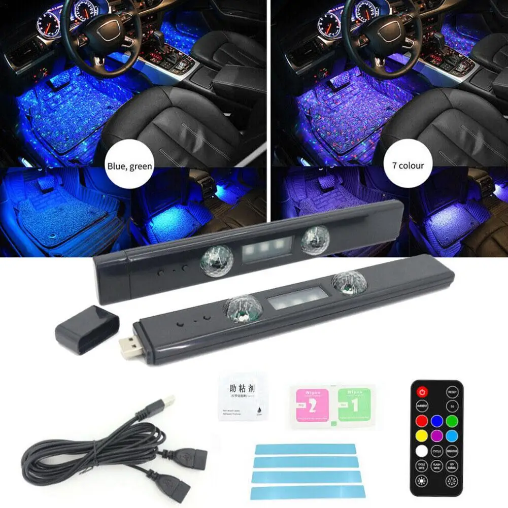 LED Car Atmosphere Lamp Wireless Voice Control RGB Roof Star Light USB