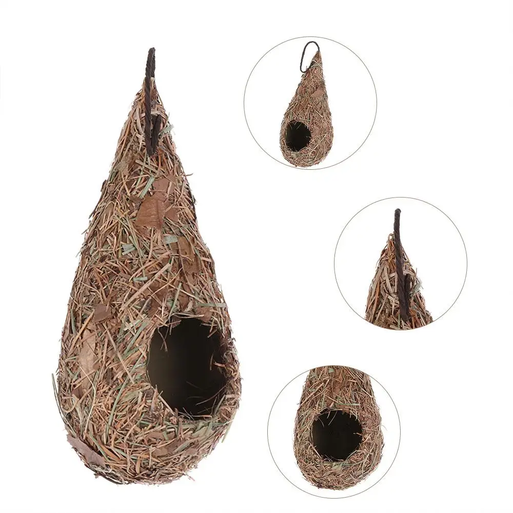 Bird house Bird nest 1/2PCS Bird House Natural Grass Hummingbird Bird Nest Fiber Hand-Woven Roosting Nest Hut for Yard Decoration