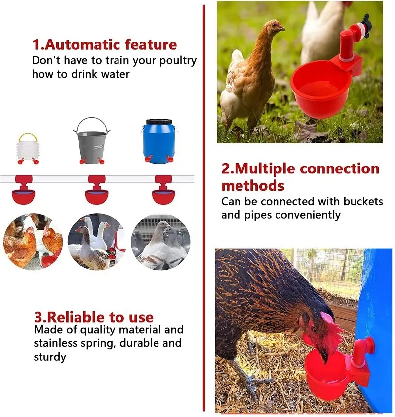 Lot De 2 Abreuvoirs Automatiques Pour Poules, Canards, Oies - Système à Tétons, Remplissage Auto Par Gravité | Pour Tuyau De 2,5 Cm