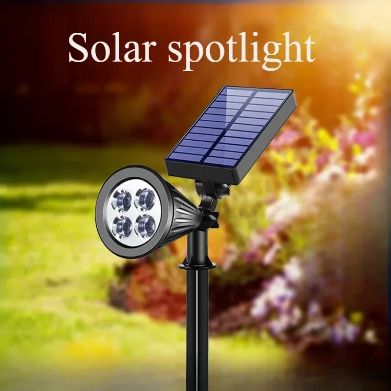 Solar Spotlights, 4 LEDs, Brightness Adjustable, Outdoor IP65 Waterproof, for Garden Backyard Driveway Patio Law Decor - 2