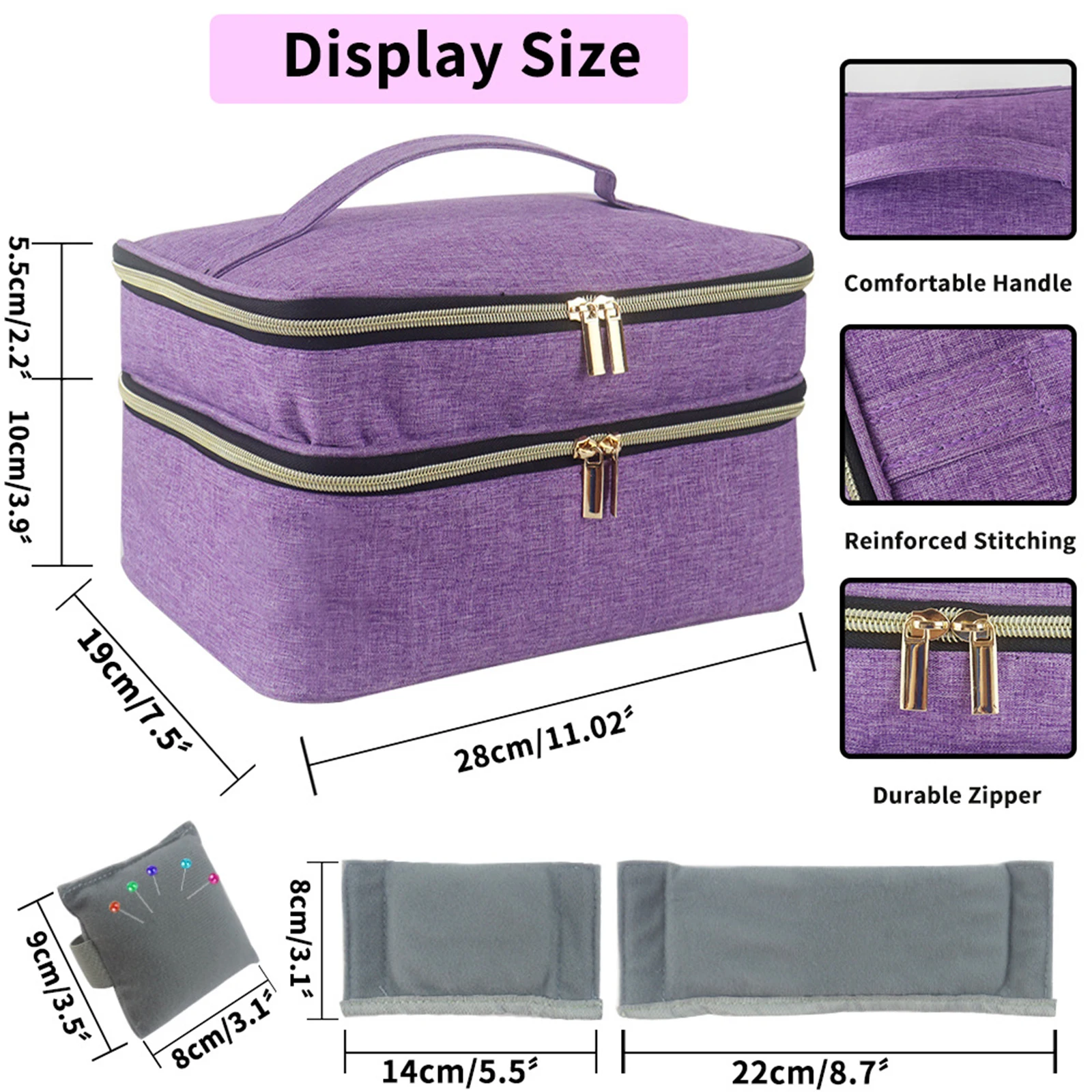 Kit de couture double couche, sac de rangement pour accessoires de couture,  avec grand