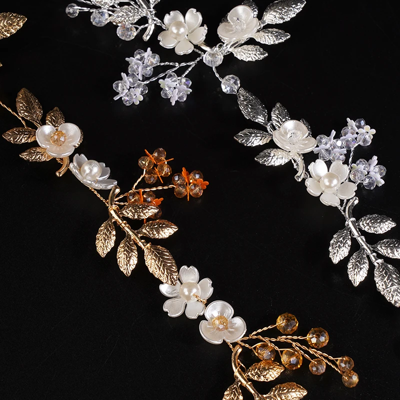 Handmade Vintage Gold Silver Leaf Floral Bridal Headband Women Wedding Hair Accessories Headdress Party Headpiece Jewelry Tiara