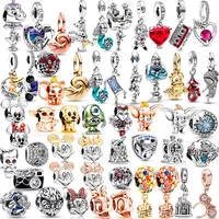 Disney Mickey Minnie Ice and Snow Princess Cartoon Series Pendant DIY Large Hole Zinc Alloy Charm Jewelry 1