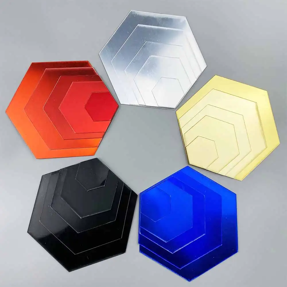 Hexagon Acrylic Mirror Wall Stickers Colours