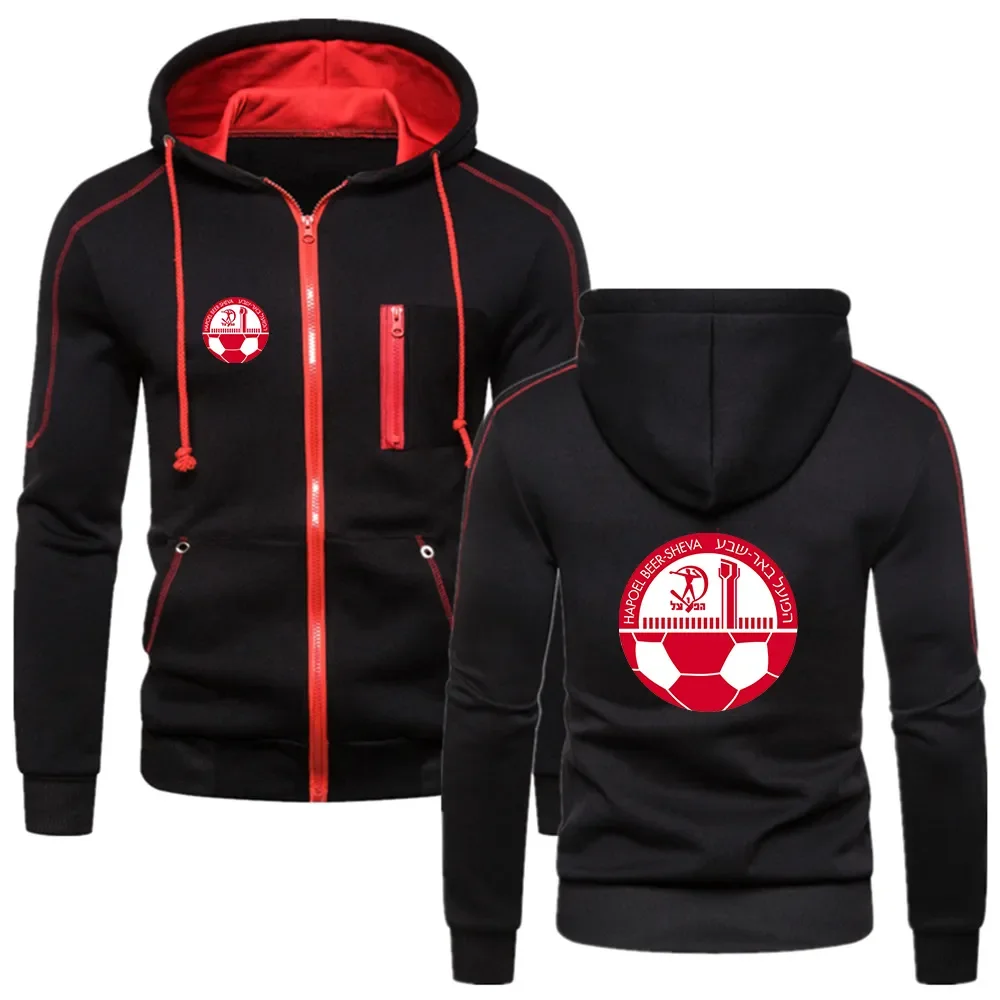 

HAPOEL BEER SHEVA Printed Motorcycle Men's New Solid Color Zip Hoodie Sport Multi-zip Jackets Casual Long Sleeve Sweatshirt Top