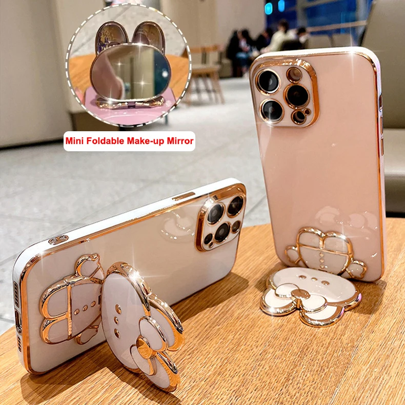 Mirror Plating Phone Holder Case For Samsung Galaxy A53 A73 A33 A52 A52s A72 A32 4G 5G A51 A71 A12 A31 A21S A50 A54 Stand Cover — view 4