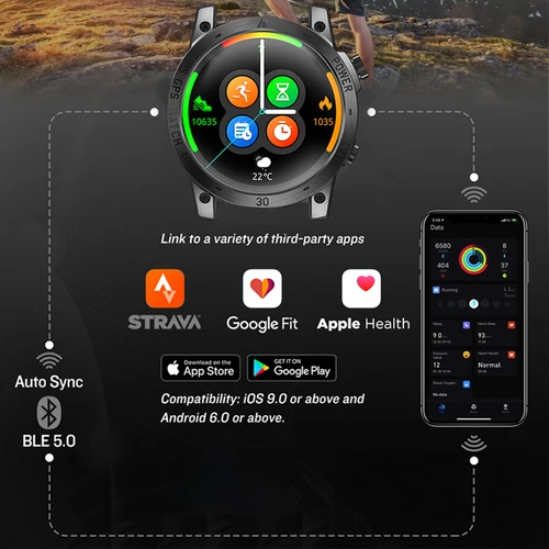 NORTH EDGE 2023 새로운 GPS 시계 남자 스포츠 스마트 워치 HD AMOLED 디스플레이 50M ATM 고도계 기압계 나침반 Smartwatch 6