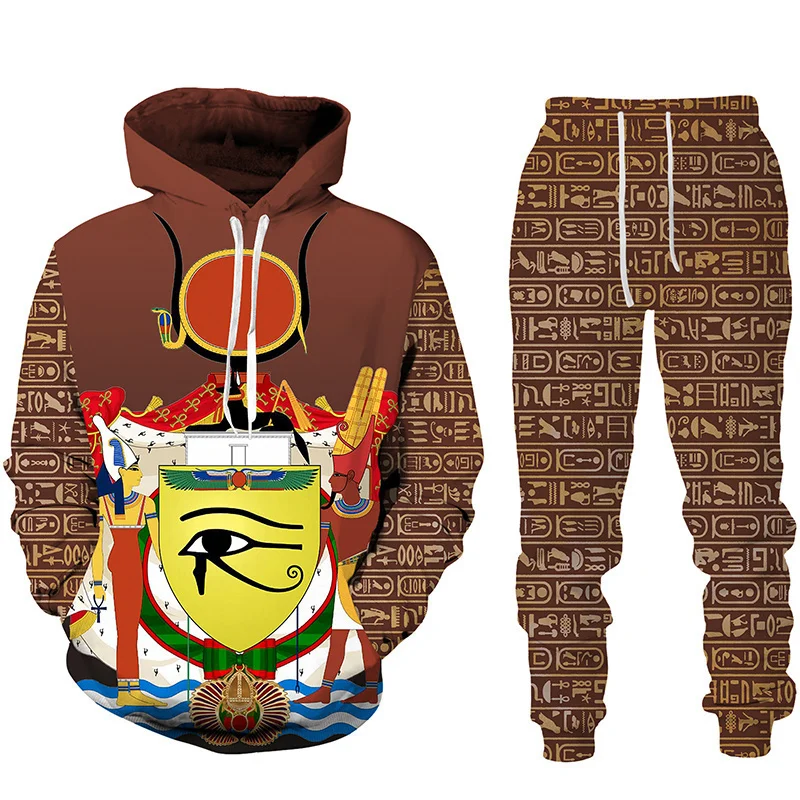 

African Style 3D Printed Hoodie Pants Suit Cool Men 2 Pcs Sportwear Tracksuit Set Spring Autumn Men's Clothing Hoodie Set
