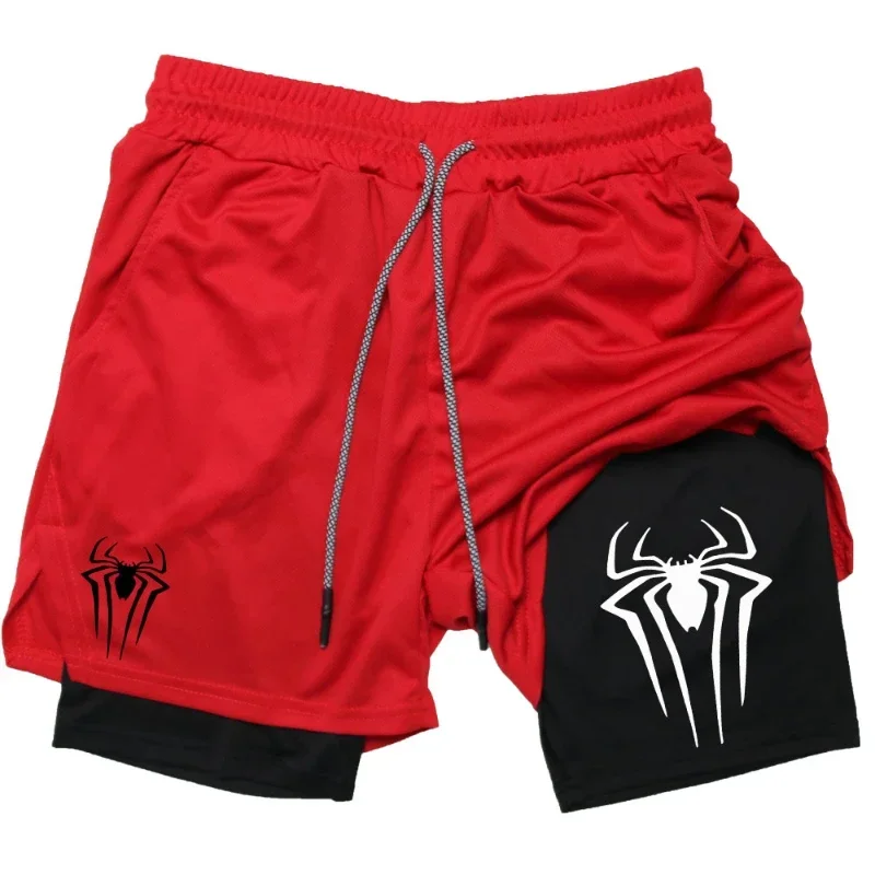 Men's spider print gym casual sports compression shorts run mesh 2-in-1 sports shorts shorts for men  basketball shorts 3