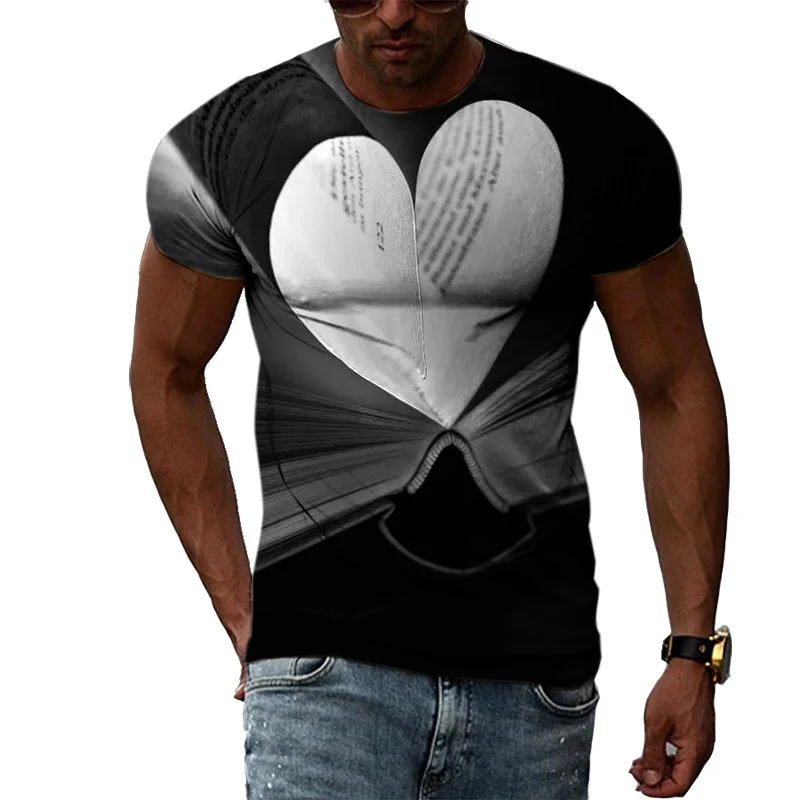 

Литературная модная мужская футболка веера, креативный Повседневный Топ с 3D-принтом пейзажа и графикой, с коротким рукавом