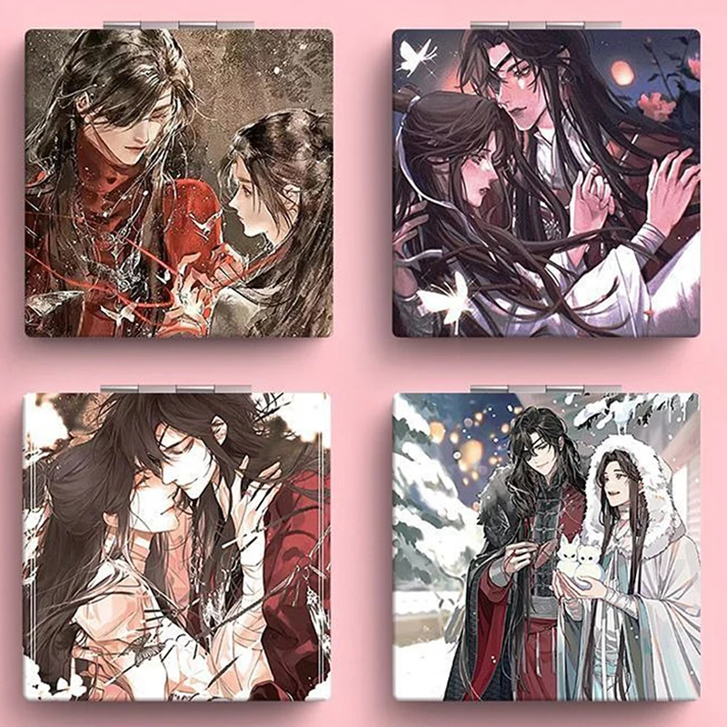Heaven officials blessing Tian Guan Ci Fu Folding Double-sided Makeup Mirror Anime Cute Portable Travel Girls Magnifying Square