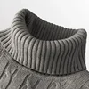 New Men's High Neck Sweater Solid Color Pullover Knitted Warm Casual Turtleneck Sweatwear Woolen Mens Winter Outdoor Tops 4