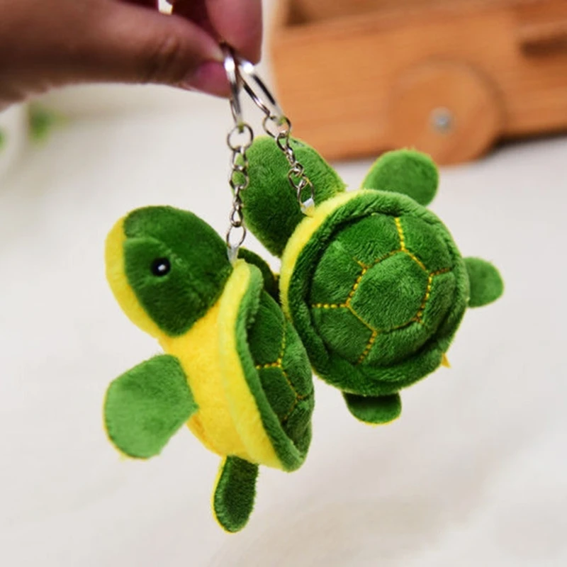Stuffed Animal Sea Turtle Key Chain Cartoon Turtle Plush Toy Pendant Keyrings Backpack Handbag Charm Keychain Accessories