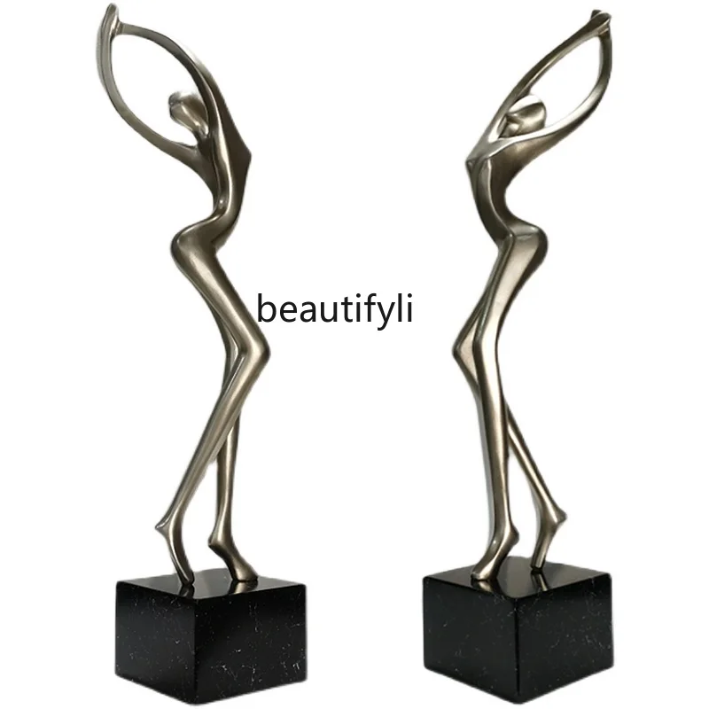 

zqAbstract Humanoid Sculptured Ornaments High-End Modern Light Luxury Home Floor Resin Decorations