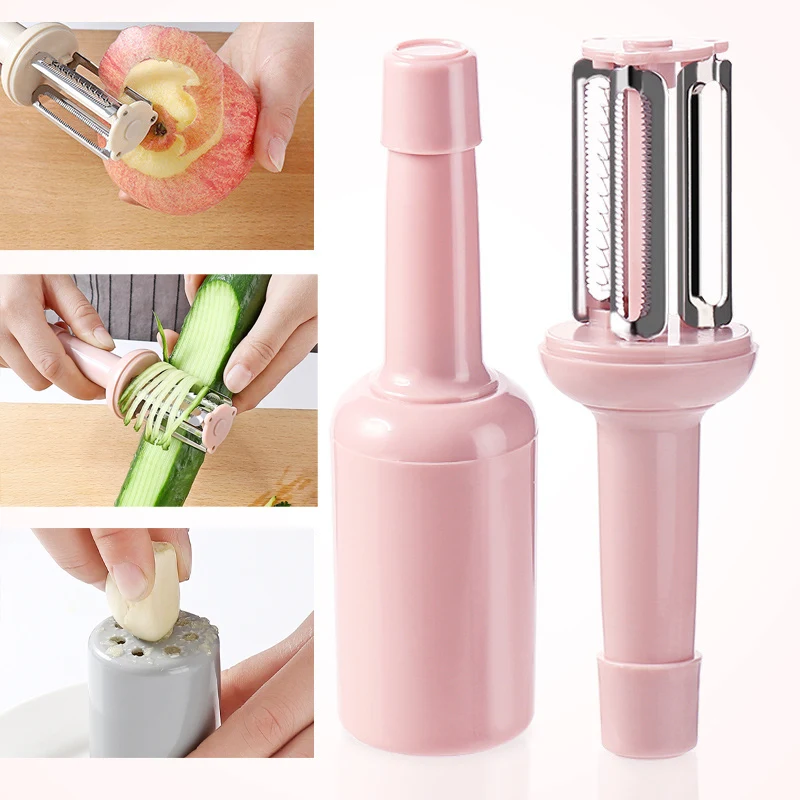 

3in1Multi-function Vegetable Peeler Potato Carrot Grater Cucumber Carrot Fruit Cutter Julienne Peeler Garlic Grinder Kitchen Set