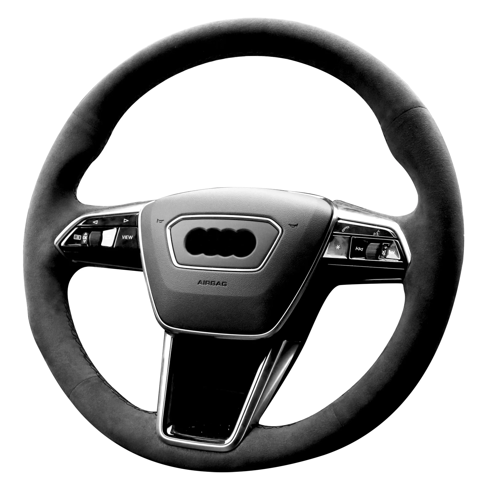

Alfanxi Hand Stitch Alcantara Steering Wheel Cover Compatible with Audi A6 A7 E-tron S6 S7 S8