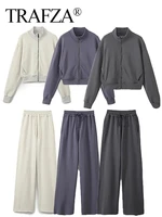 HH Women Solid Pant Sets Zipper Long Sleeve Coat Bomber Jacket + Drawstring High Waist Trousers Fashion Streetwear Suit - Image 6