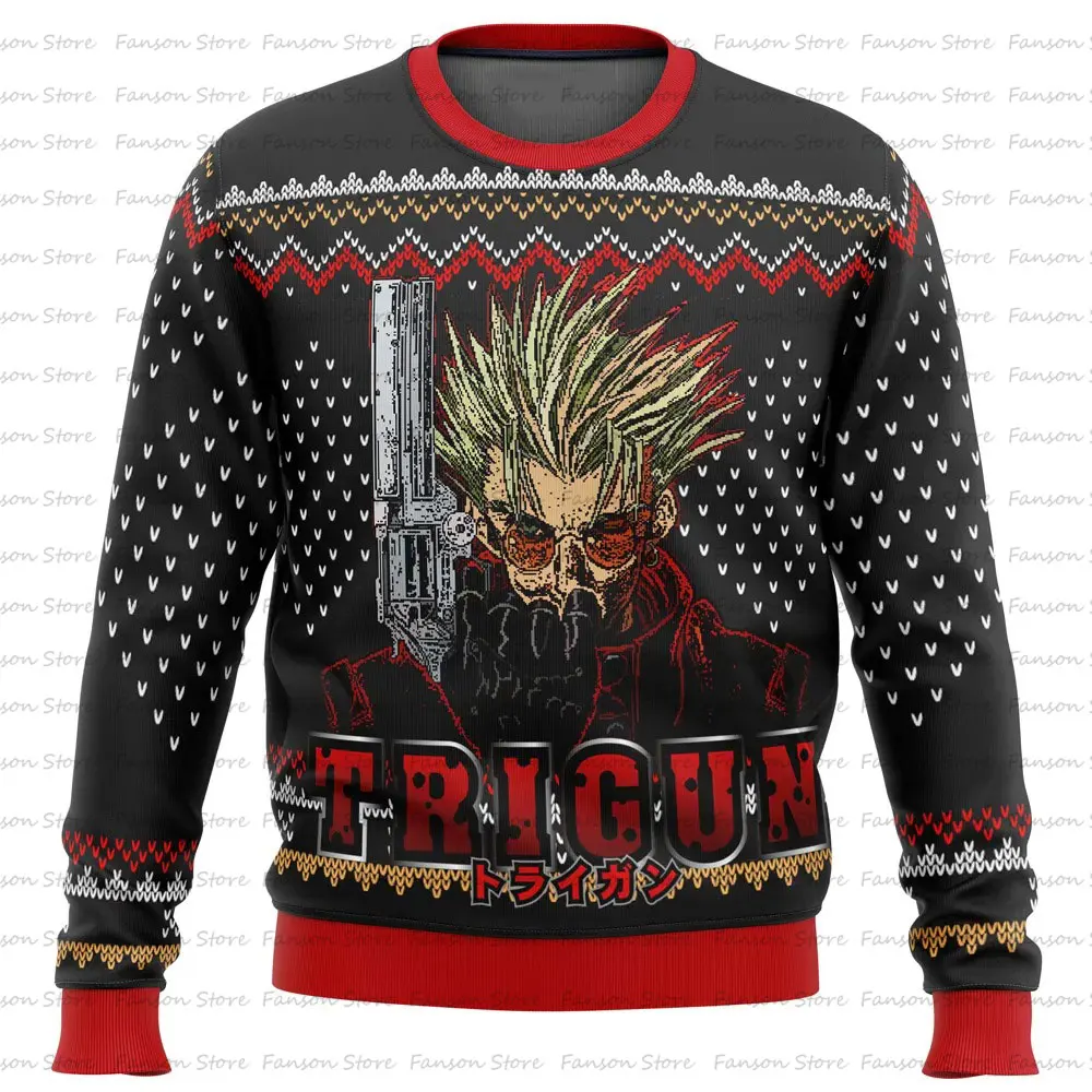 thumbnail image 1 of Suéter feo de Navidad Trigun Vash the Stampede 2025, nueva moda para hombres y mujeres, suéteres, tops, sudadera con capucha de dibujos animados de anime para parejas, 1 of 5
