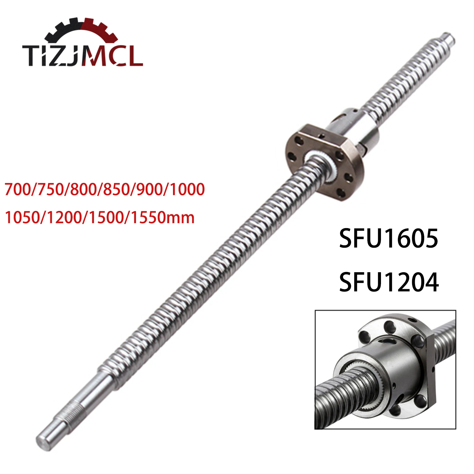 

SFU1605 SFU1204 Ballscrew C7 Flange Single Ballnut 700 750 800 850 900 1000 1200 1500mm Rolled Ball Screw End Machined CNC