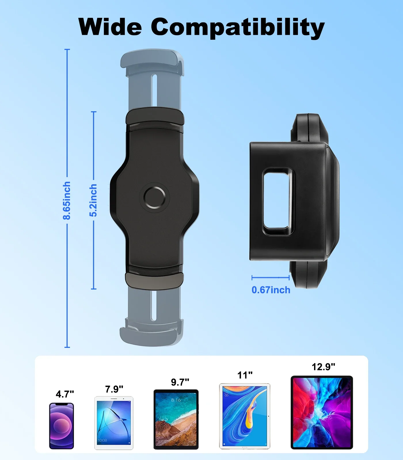 Eary Long Extension Arm Car Tablet Holder Phone Stand Strongest Suction Cup With 360°Rotate Universal for iPad 4.7-12.9" Inches