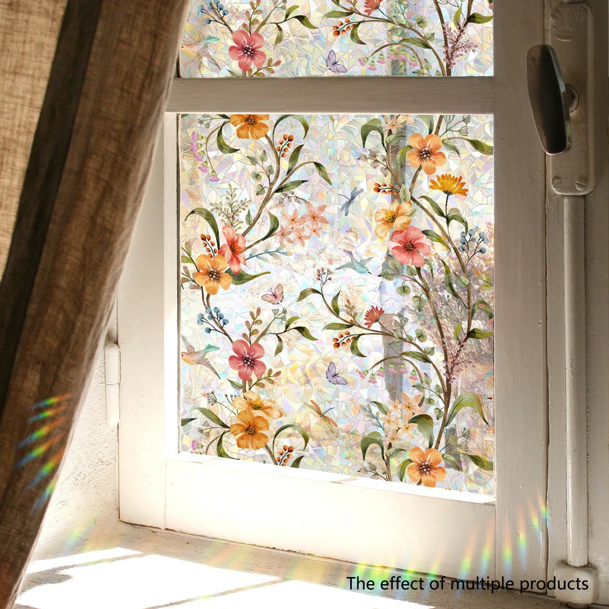 Colorful Flower Glass Window Stickers Electrostatic Stickers Sunlight Glass Film Home Wall Decoration