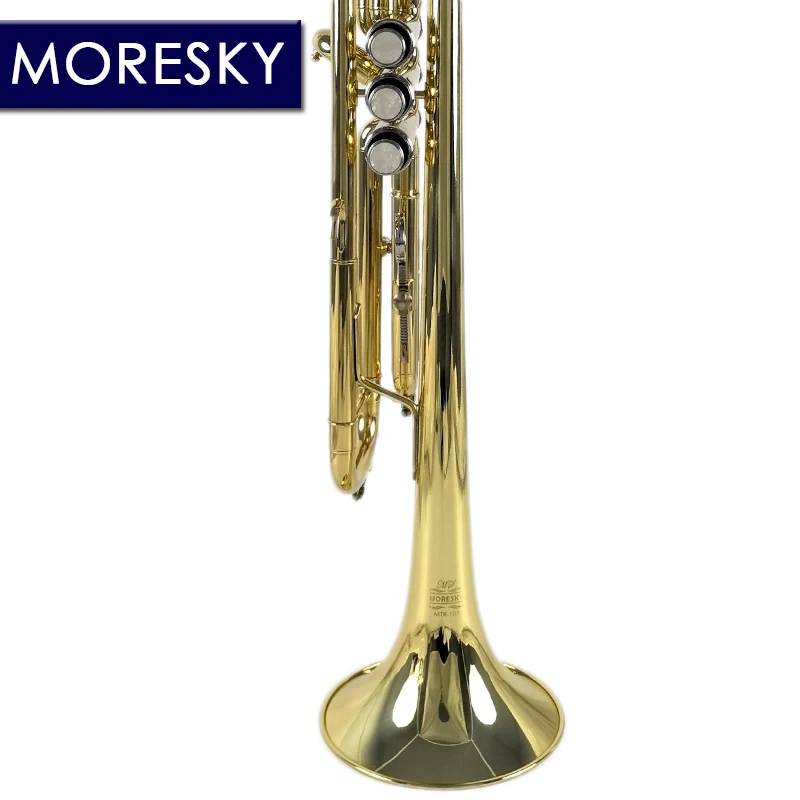 MORESKY Trumpet Bb Flat Brass Gold-painted Musical Instrument MTR-101