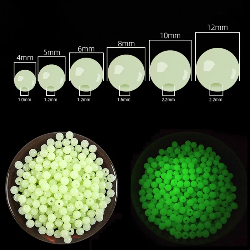100PCS/lot Mixed Color Fishing Beads Hard Plastic Round Floating Fishing  Beads Diameter 4mm/5mm/6mm/7mm/8mm