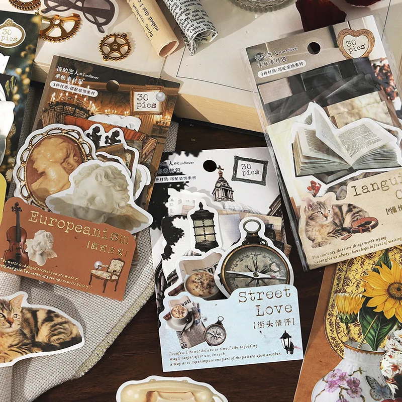 

30pcs Memo Pads Material Paper The Mystery of the Apocalypse Junk Journal Scrapbooking Paper Retro Background Decoration Paper