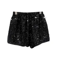 New Modern Heavy Industries sequined European high-waisted shorts women's new 2024 elastic loose wide-leg hot pants casual pants - Image 6