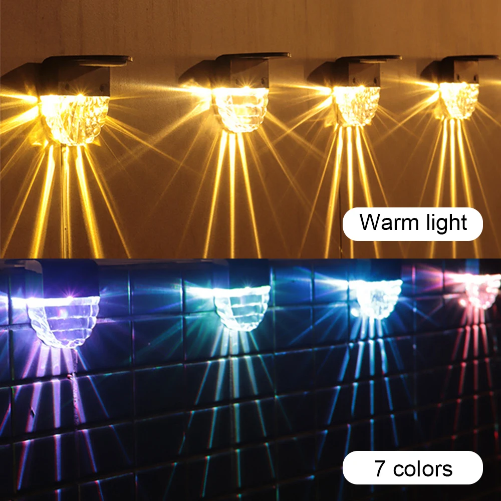 4PCS saules gaismas āra ūdensnecaurlaidīgs LED saules enerģijas dārza apgaismojums terases kāpņu klāja dārza dekorēšana āra žogs saules gaisma_voghion.com