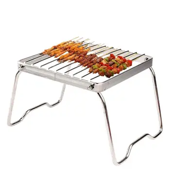 Folding Campfire Grill Stainless Steel Firepit Grill Grate Camping Grill Cooking Equipment BBQ Grill Grate Cooking Accessories 2