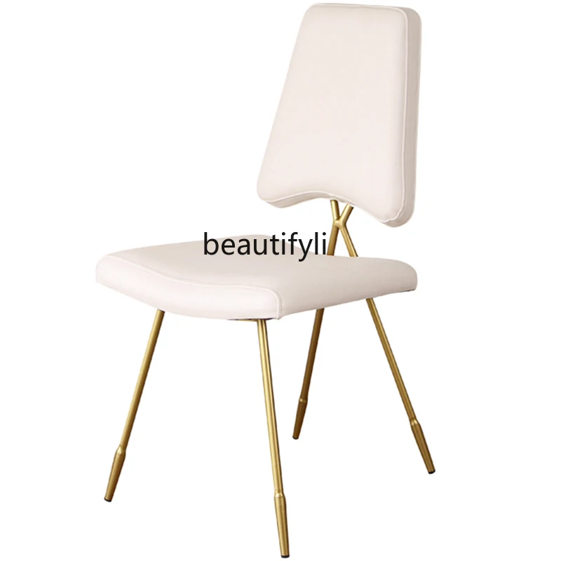 

yj Bedroom Wrought Iron Cosmetic Chair Fashion Desk Chair Northern European Comfortable Backrest Dressing Stool