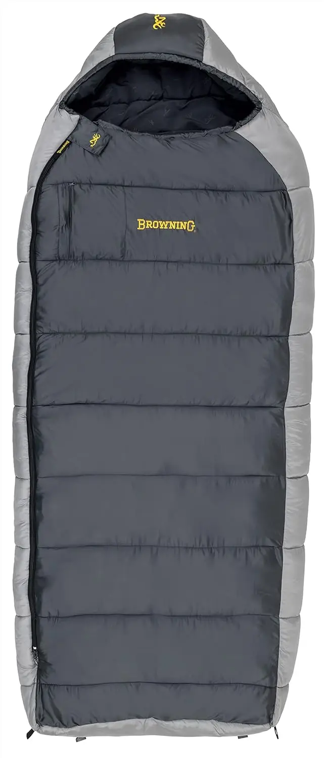 30&deg; Sleeping Bag-Oversize Insulated Hooded Rectangle Made with Ripstop Outer and Brushed Polyester Liner