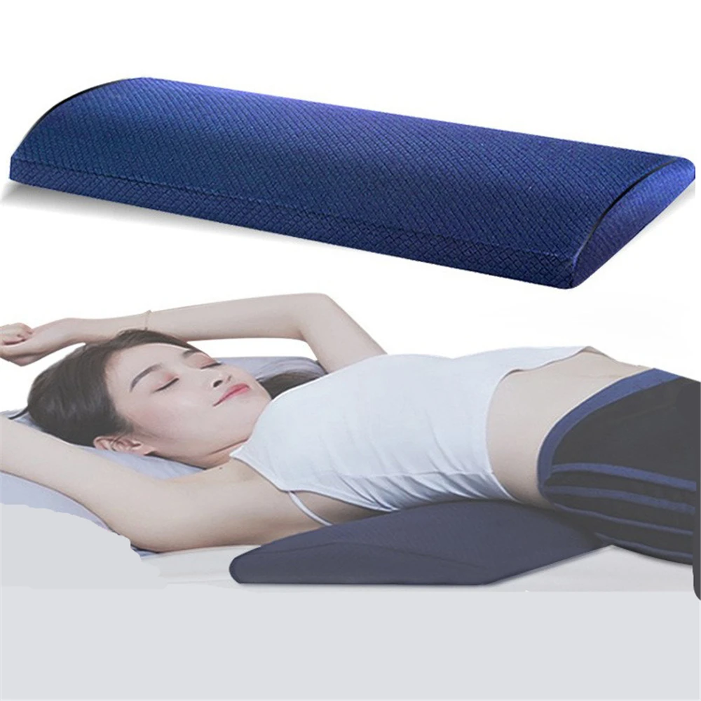 Sleeping Support Lumbar Cushion Memory Foam Lumbar Pillow Pregnant Women Bed Sleeping Lumbar Back Pain Support Cushion Gray Blue - Image 2