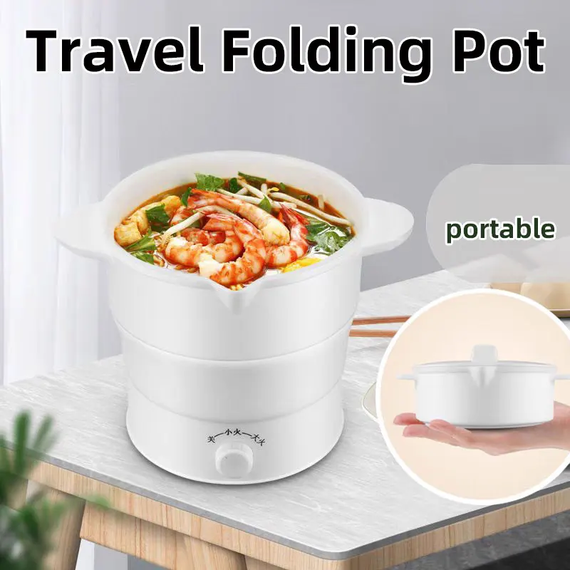 

1.2L Travel Folding Instant Noodles Pot,Portable Electric Boiling Kettle,Multi Rice Cooker,Mini Camping Hot Pot,Dormitory,Home