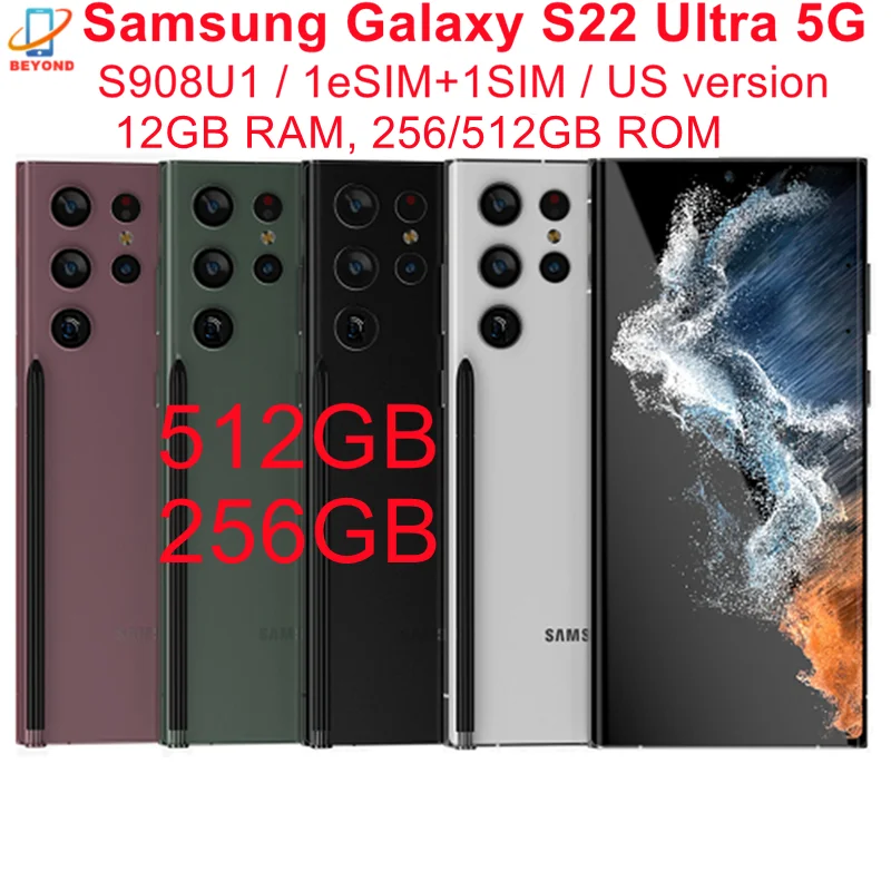 Samsung Galaxy S22 Ultra 5g S908u1 S22u 6 8 Rom 256 512gb Ram 12gb Snapdragon 8 Nfc S Pen Original Unlocked Cell Phone Aliexpress
