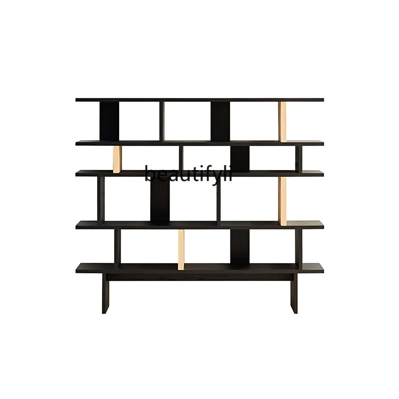 Modern Minimalist Designer Wooden Bookshelf Italian-Style Light Luxury Household Storage Rack Solid Wood
