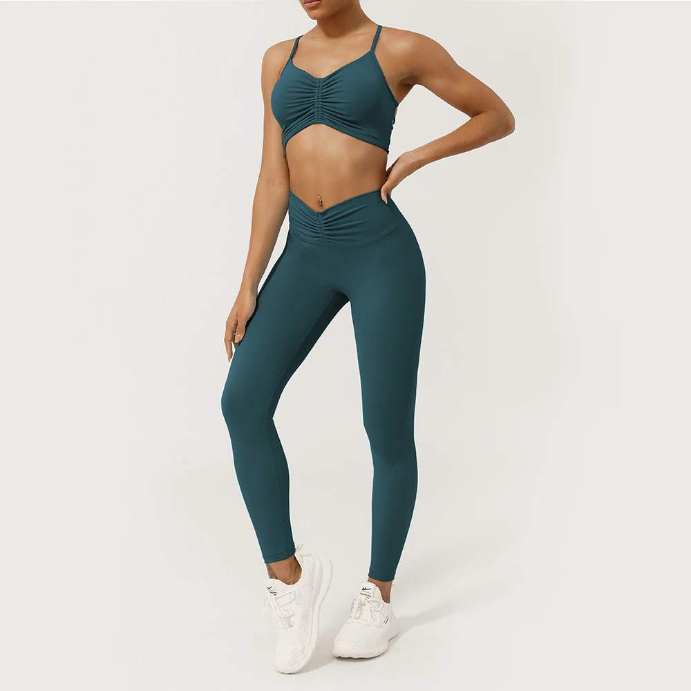 Wrinkled Waist Tightening Sports Leggings Lifting Buttocks No T-line Yoga Cropped Pants Fitness Gym Solid Color Workout Tights sports leggings,yoga pants,female tights