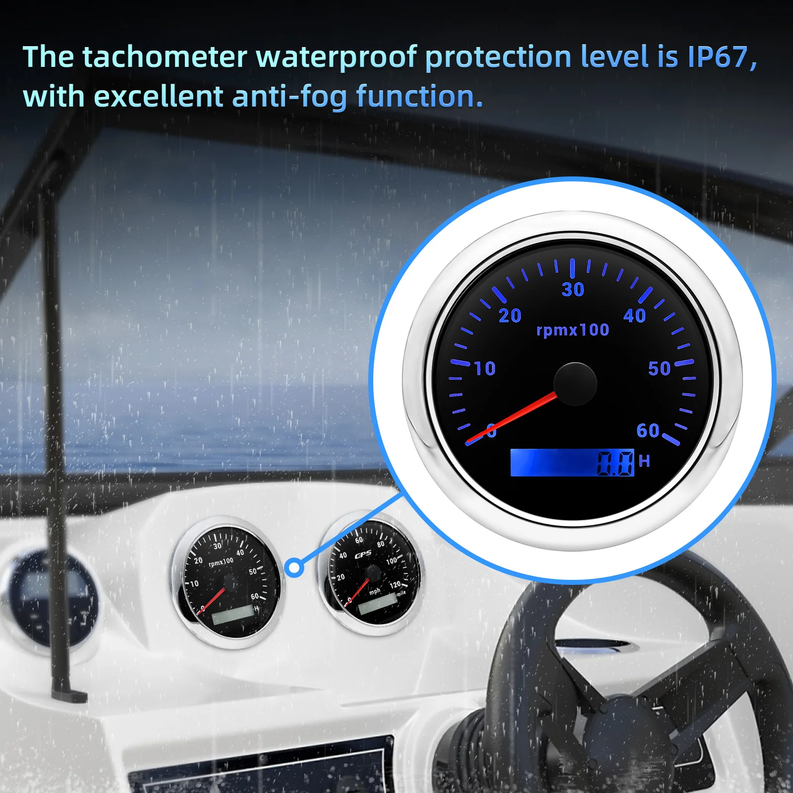 85MM Digital Tachometer 3000/4000/6000/7000/8000 RPM 7Colors Backlight Boat Tachometer with LCD for Car Marine Boat Yacht RV engine tachometer tachometer gauge tachometer meter