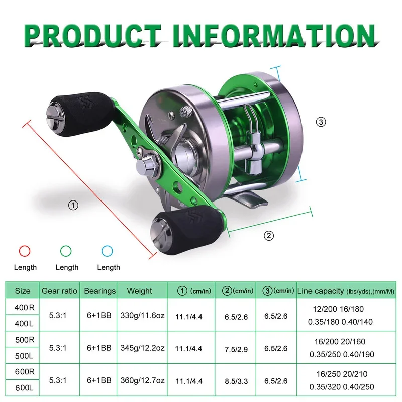 Sougayilang XLT400-600 Trolling Fishing Reel 6+1BB 5.3:1 High